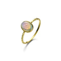 925 Sterling Silver Ring for Women Ellipse Labradorite Gemstone 14k Gold Plated Fine Jewelry Simple Style LAMOON