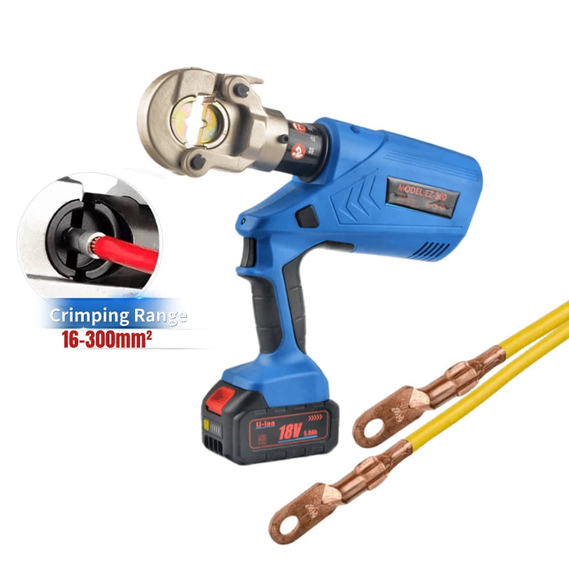 EZ-300 Electric Hydraulic Crimping Pliers Kit 16-300mmÂ²  12 Dies Alloy Steel 60KN Automatic Tool for Aluminum/Copper Terminals