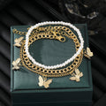 3Pcs/Set Butterfly Pearl Bracelet Set for Women Jewelry