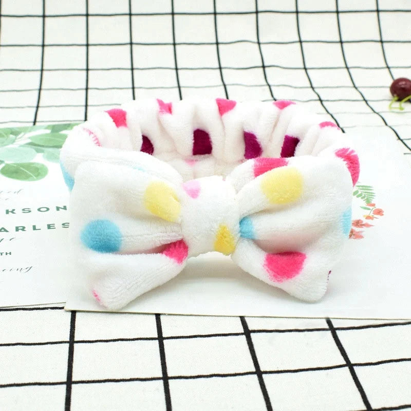 Wholesale Fleece Hair Large Bow Face Wash Spa Headband Make up Headband Bow Hair Band for Women