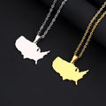 Tendencias Global Hot-Selling Stainless Steel United States America Map Link Chain Necklace 18K Gold Pendant Fashion Necklaces