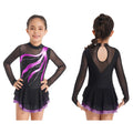 Kids Girls Stylish Clothing Long Sleeve Round Neckline Rhinestone Decorated Patchwork Style Hollow Back Dance Dress