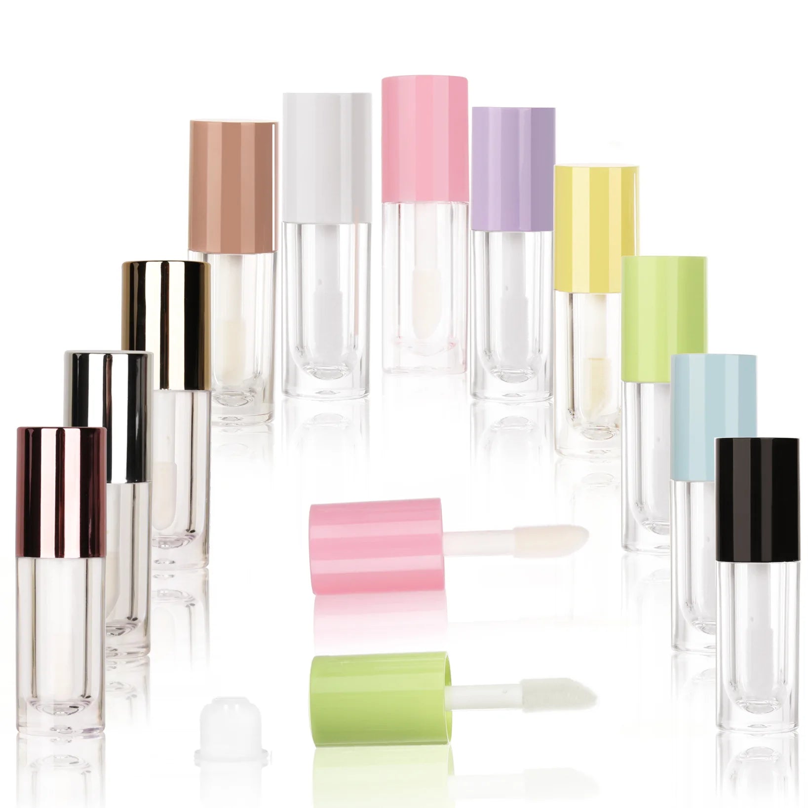 6ml Round Plastic Colorful Cosmetic Empty Lip Gloss Tube Container With Wand