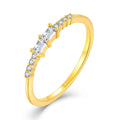 18K Gold 925 Sterling Silver Ladies Bridal Anniversary Jewelry Emerald Cut CZ Diamond Ring with Round Brilliant Side Stones