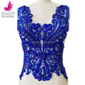HY2401 Royal Blue Good-quality Handmade Bodice Lace Appliques Rhinestone Decorated Applique