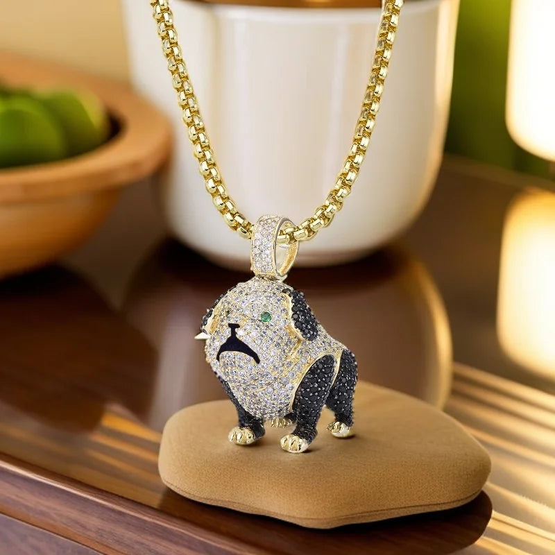 Jasen Jewelry Family Pet Dog 3D Designs Zircon Moissanite Fashion Silver Hip Hop Animal Doggy Pendant Charms