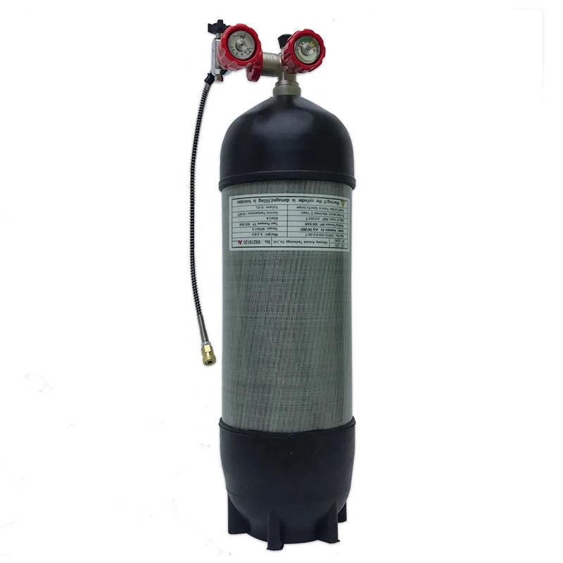 Wholesale 9L CE 300bar Carbon Fiber Cylinder for Paintball PCP Hpa Tank with Gauge Valve and Filling Station and Rubber Boot