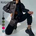 RUIQUWIN Women's Casual Outdoor 2-Piece Suit Custom Wholesale Hoodie and Long Sleeve Pants Plus Size Breathable Design