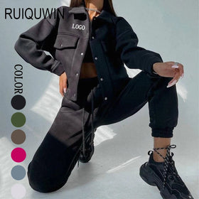 RUIQUWIN Women's Casual Outdoor 2-Piece Suit Custom Wholesale Hoodie and Long Sleeve Pants Plus Size Breathable Design