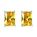 925 Sterling Silver Earrings Rectangle Shape Gold Yellow Color Birthstone Jewelry Gifts for Women
