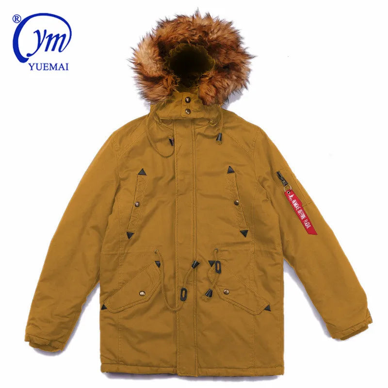 Winter Thick Warm Outwear Coat Air  N3b Style Fur Hooded Long Safety Parka Jacket for Men