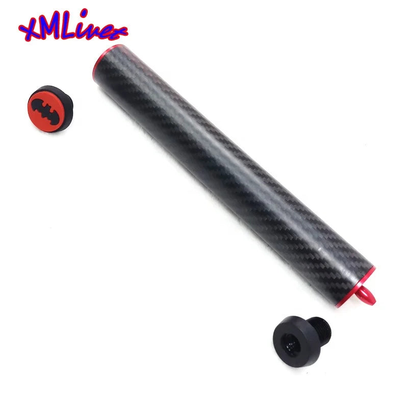 Xmlivet 8inch Pool Cue Extensions Black Carbon Bullet Joint Billiards Cue Stick Extenders with Bumpers for Uni-loc/mezz Cues