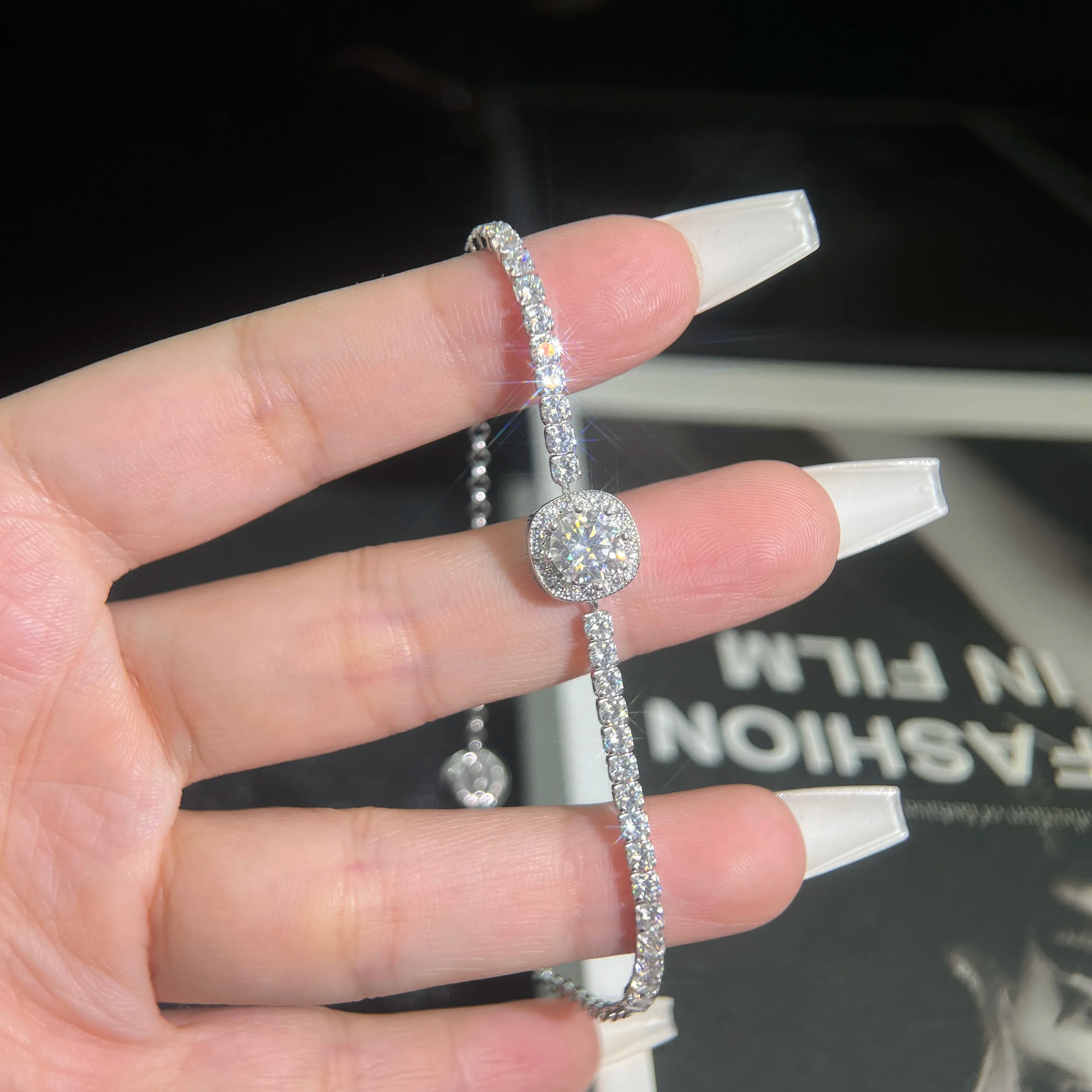 Wholesale S925 Sterling Silver VVS 1ct  D Color Moissanite Diamond  Tennis Bracelet for Women Wedding Engagement Fine Jewelry