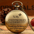 To My Groomsman Thank You for Being a Part of Our Special Day Bronze Black Quartz Pocket Watch Vintage Wedding Gifts