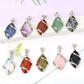 Wire Wrap Crystal Stone Drop Pendant Necklace Copper Bezel with Silver Color Plating Stone Pendant