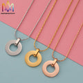 Fashion Simple Style Can Be Engraved Circle Gold Plated Necklace Stainless Steel Round Pendant Necklace Gift