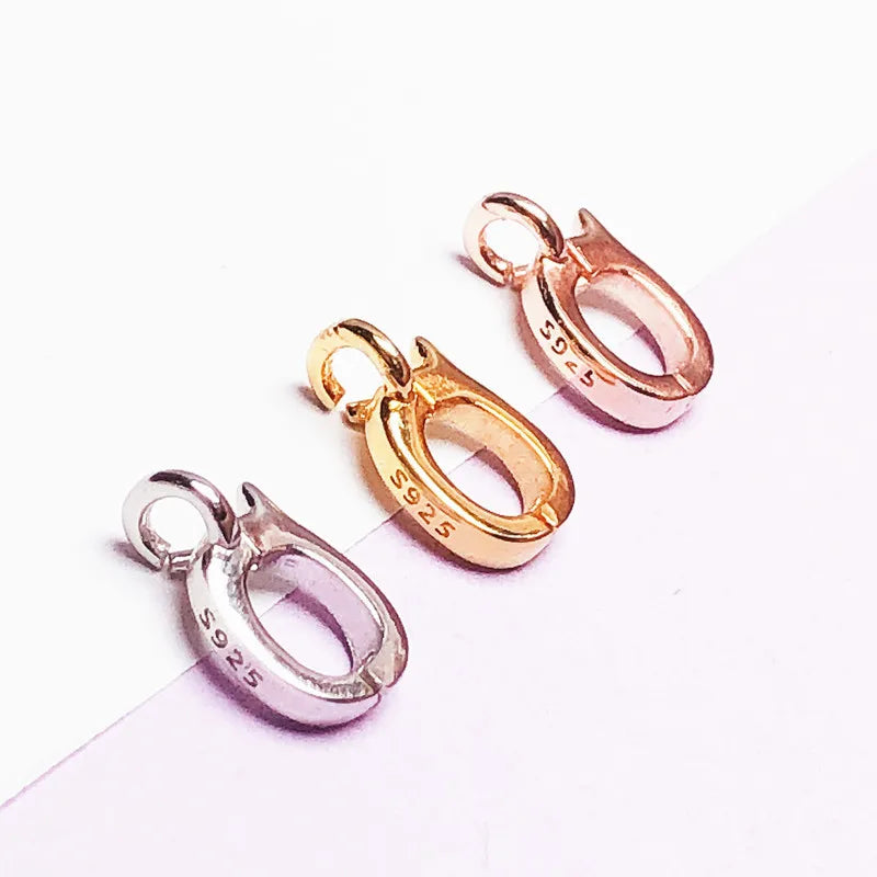 Hot Sale Jewelry Accessories S925 Sterling Silver Clasps Pendant Enhancer Clasps Rose Gold/Silver/ Gold Removable Clasp 7X13mm