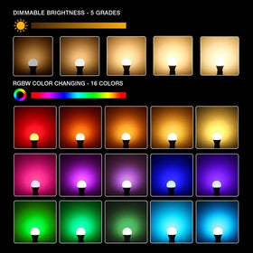 LED Light Bulb E27 Lamp RGBCW 5W 10W 15W Bulb for Home Color Changing Light Bulbs with Remote Control Dimmable and Muti-color