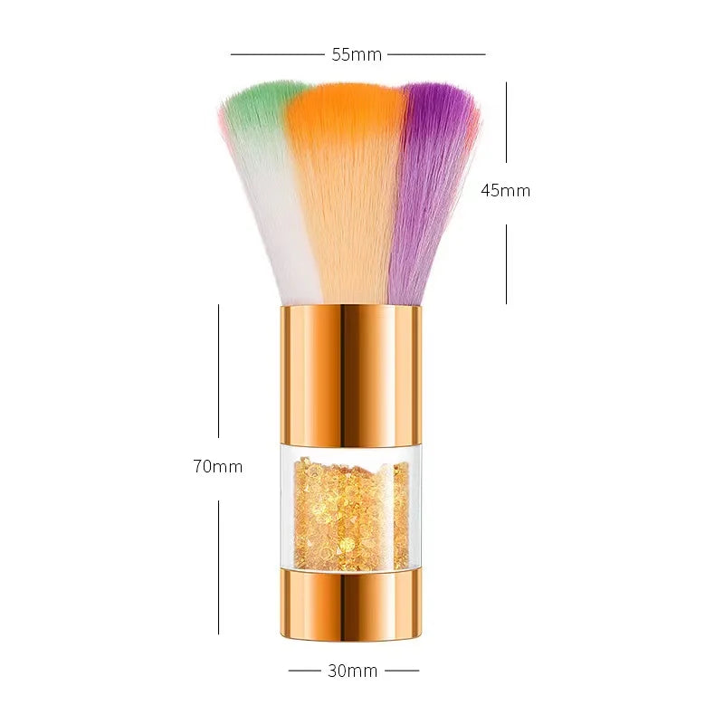 Wholesale Custom Rainbow Metal Handle Soft Nail Clean Brush for Nail Art Private Label