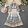 LW0644 Senior Sense Print Dress Female Lantern Sleeve Design Sense Fairy Long Printed Dress Elegant Women'S Dresses