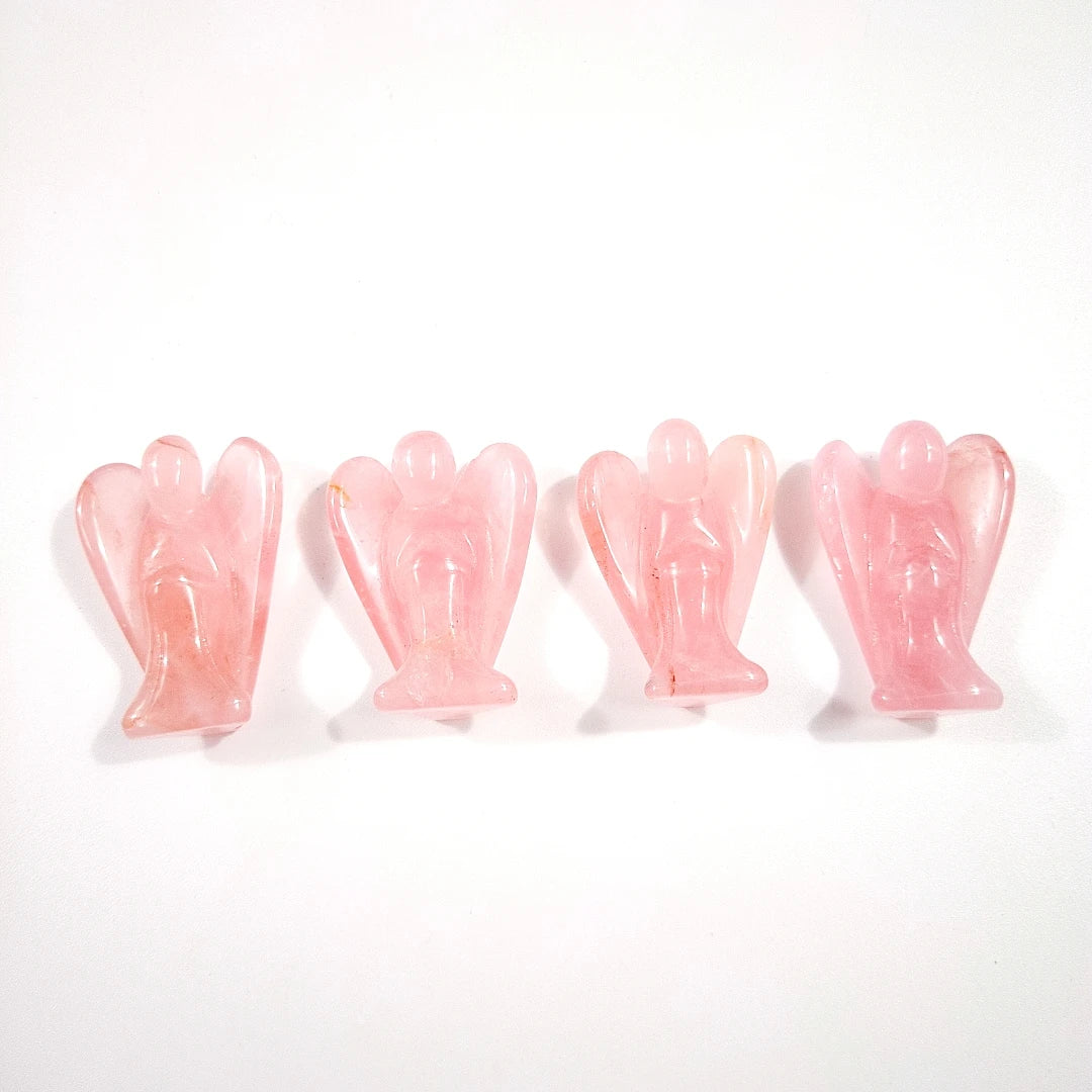 Huiying Wholesale Natural Rose Quartz Animal Stone 1.5 Inch Angel Carvings Craft