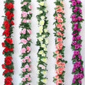 Romantic Wedding Home Decoration Artificial Rose Vine Hanging Flowers Wall Garland Rattan Fake Plants Leaves Durable Plastic for