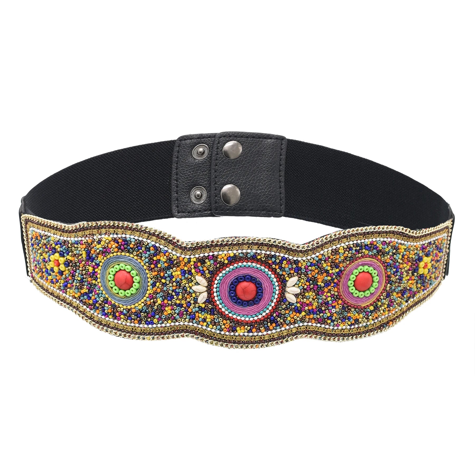 Bohemian Belt for Women Zulu Beaded Elastic Stretch Adjustable Waist Belt Retro Ethnic Belly Chain Exotic Body Jewelry