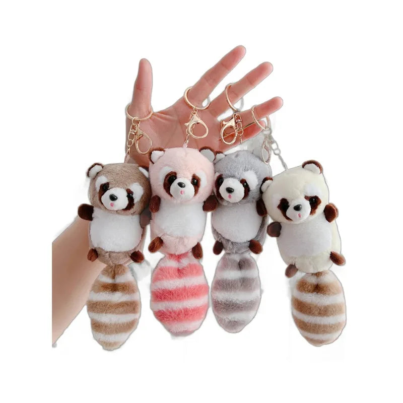 Cute Stuffed Animals Odd-Tailed Bear Keychain Cartoon Long Tail Plush Raccoon Key Chains Plush Toys Bag Pendant Raccoon Keychain