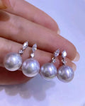 JW100 10-11mm  DIY Natural Real Freshwater Pearl Set Charm  Accessories 925 Sterling Silver  Gold Plated Jewelry Set for Women