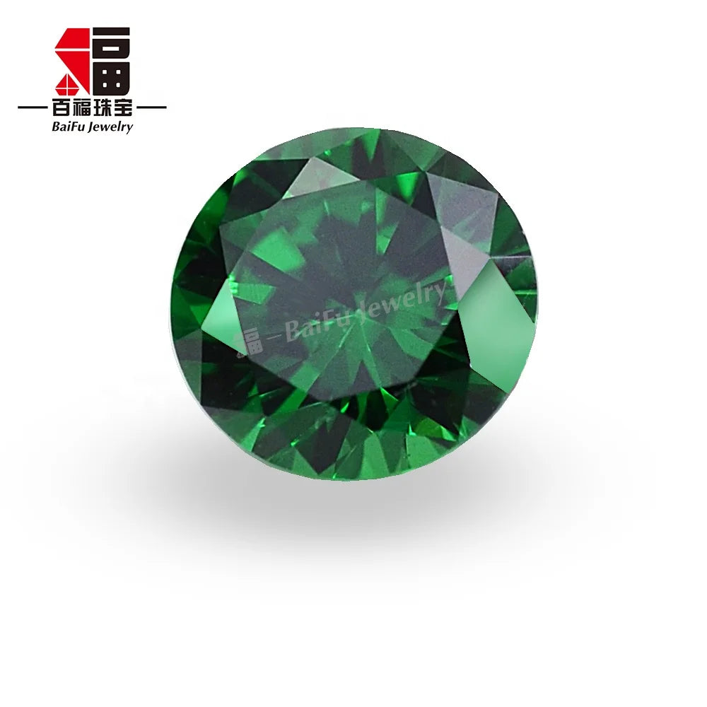 Baifu Jewelry Top Quality Loose Round Emerald Zircon Stone
