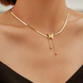 18k Gold Plated Stainless Steel Snake Chain Necklace Simple butterfly Pendant for Women Girls