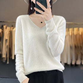New Popular Women 100% Pure Wool Pullover Thin Section Cashmere Wool Knit Sweater for Women