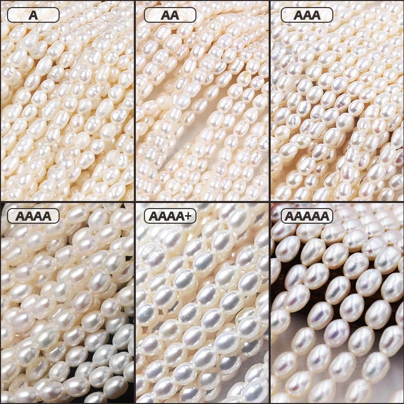 Freshwater Natural 3-4mm Mini Rice Oval Pearls Strand Loose Beads for Jewelry Making Wholesale Perlas Sueltas Pearly Pearls