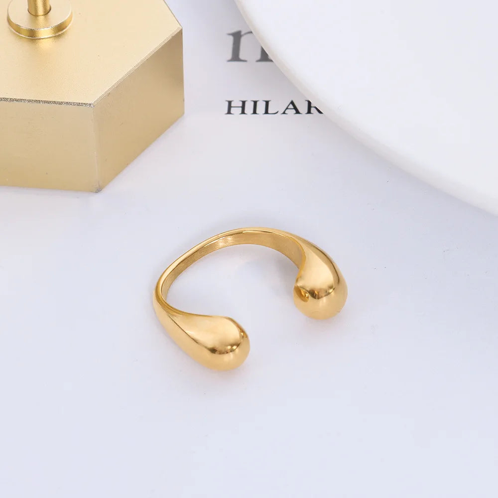 Classic Geometric Simple Stainless Adjustable 18k Solid Gold Ring Fidget Rings