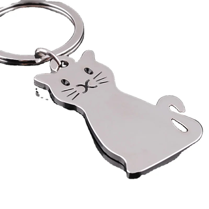 Wholesale Zinc Alloy Cat Keyring Metal Kitty Keychain for Promotion Cat Shape Key Chain Cartoon Key Ring Print logo