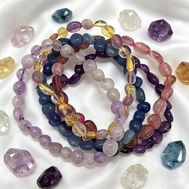 Colorful Crystal Tumbled Bracelet Healing Gemstone Stretch Bracelet Affordable Wholesale Jewelry
