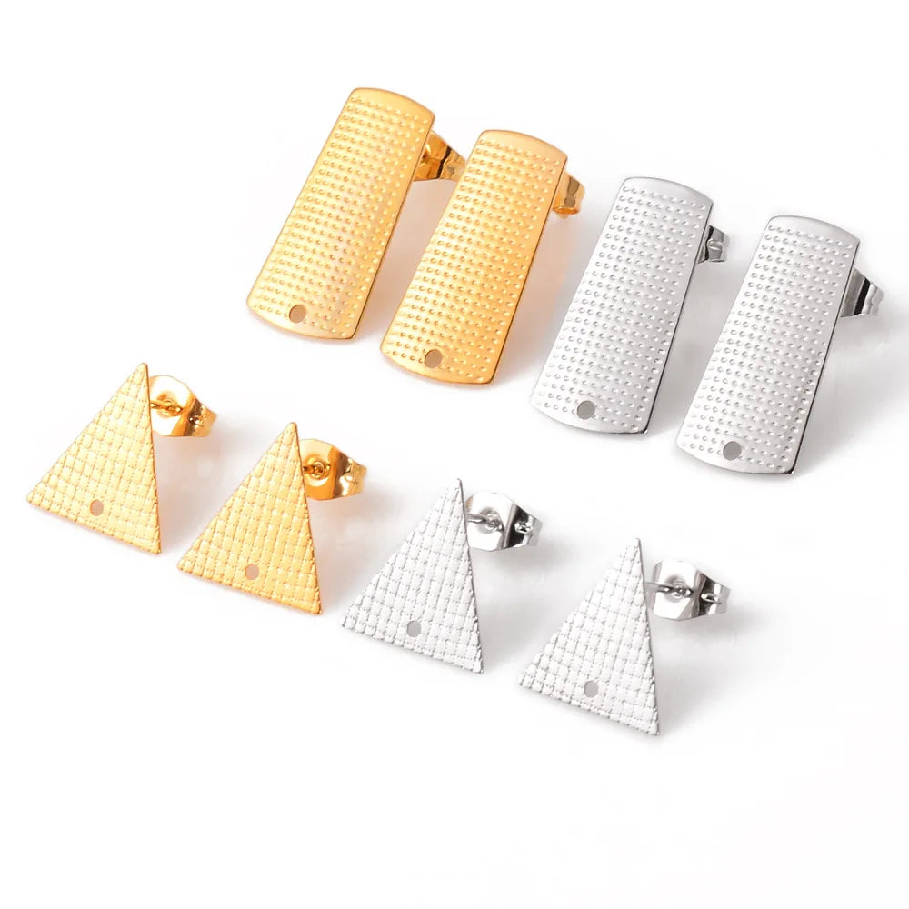 Wholesale Unique Design Stainless Steel Women's Jewelry Creative Personality Silver PVD Gold Triangle Findings Components