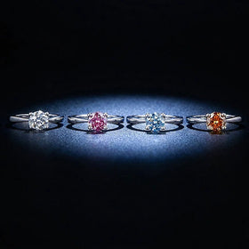 Can Pass the Diamond Pen test 925 Sterling Silver Four-prong Setting VVS D Color 1CT Moissanite Adjustable Ring