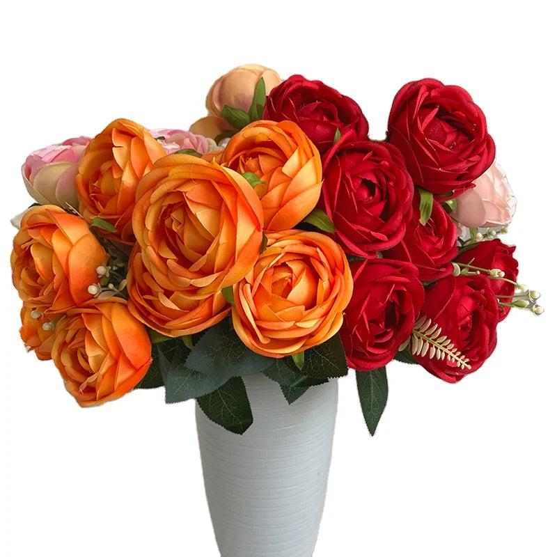 Cheap Wholesale Artificial Flowers 9 Head Xiuli Camellia Wedding Dekoration