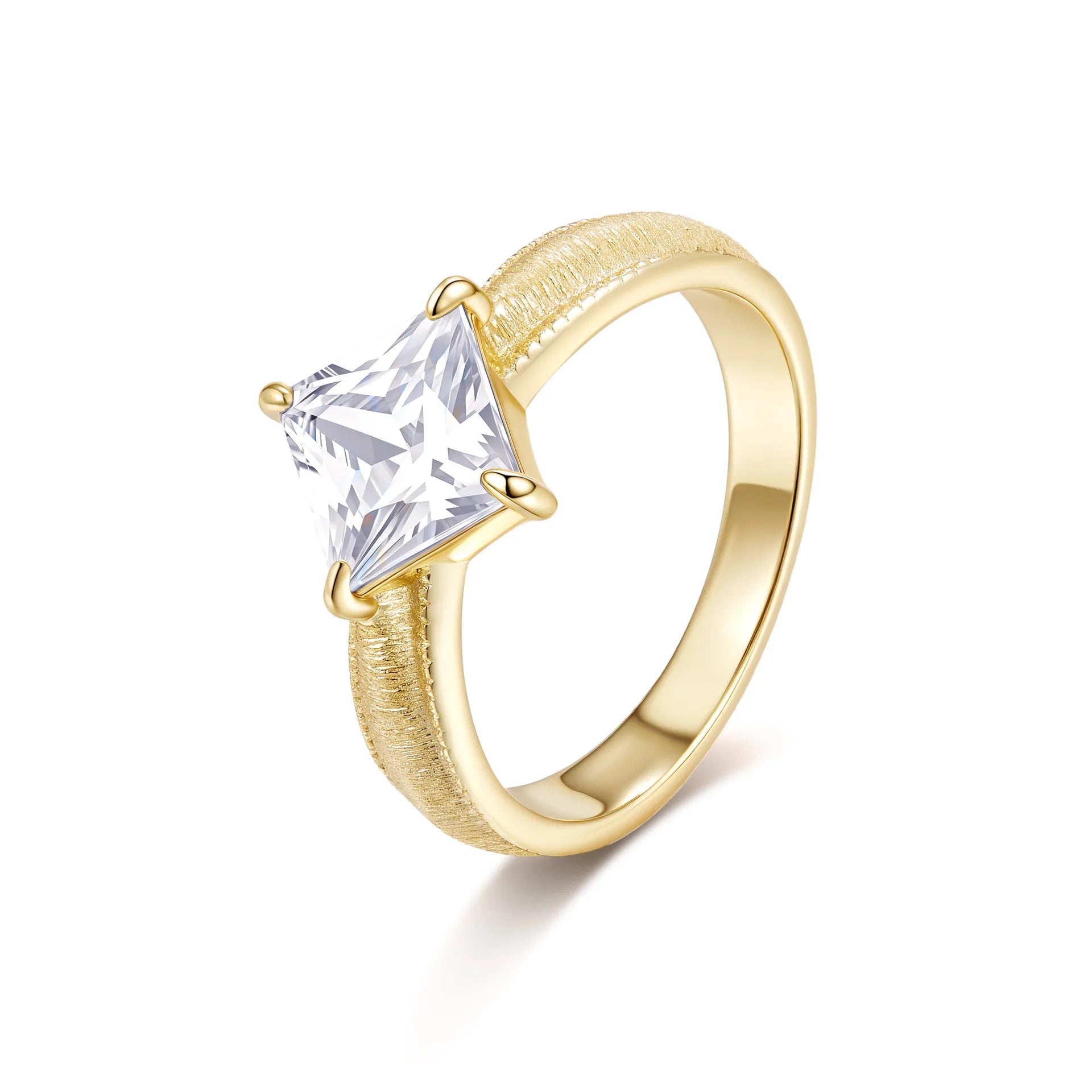 Hot-Selling Women's Princess Square Synthetic Moissanite Ring | Retro Brushed S925 Sterling Silver Guangzhou Niche High-End