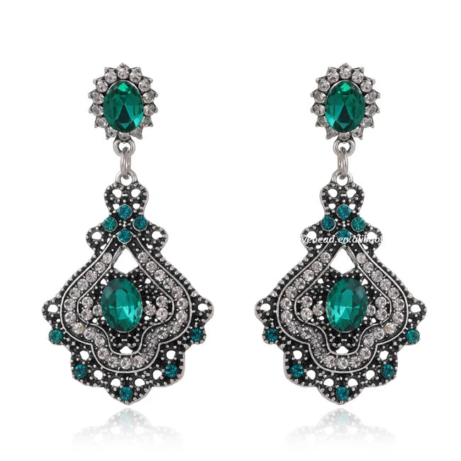 2025 Hot Sale Luxury Retro Royal  Design of Big Stone Jewelry Earring and Charming Jewelry Crystal Earrings