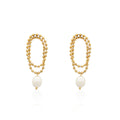 Chris April Fashion Jewelry 316L Stainless Steel PVD Gold Plated Cultured Freshwater Pearls Beads Chain Earrings