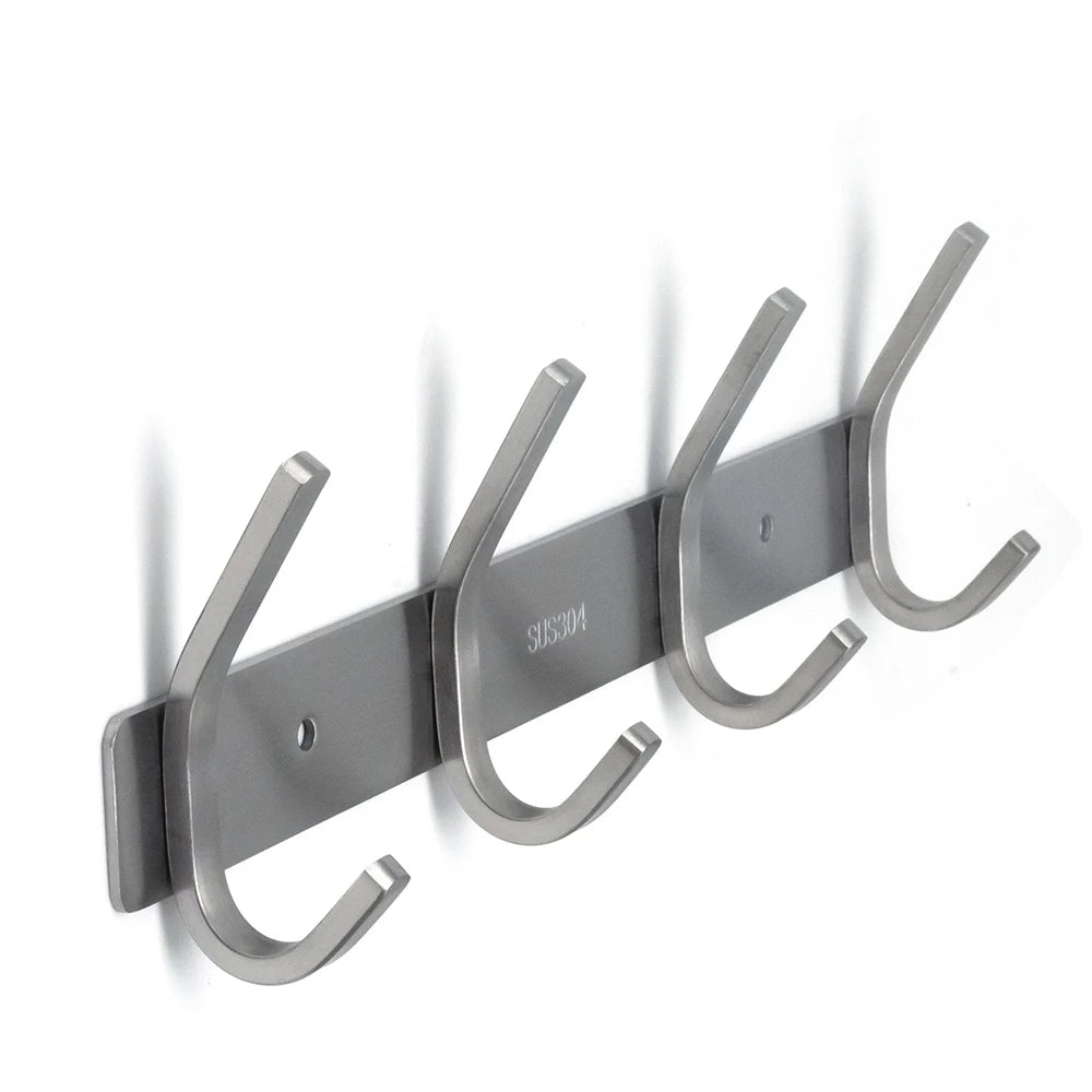 Wall Mount Coat Hooks Metal Robe Rail Rack Towel Hanger Heavy Duty Stainless Steel Hook Rail
