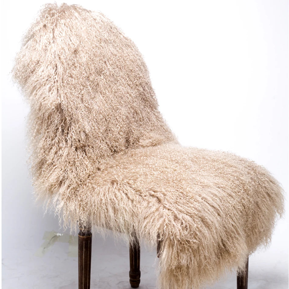 Sample Support Wholesale Home Tibetan Sheepskin Throw Rug Mongolian Carpet Animal Fur Area Rug Big Size Blanket Real Fur Rug