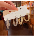 AA00917 Korean Fashion Earrings Crystal Circle Hoop Earrings Women's Vintage Hollow Earrings