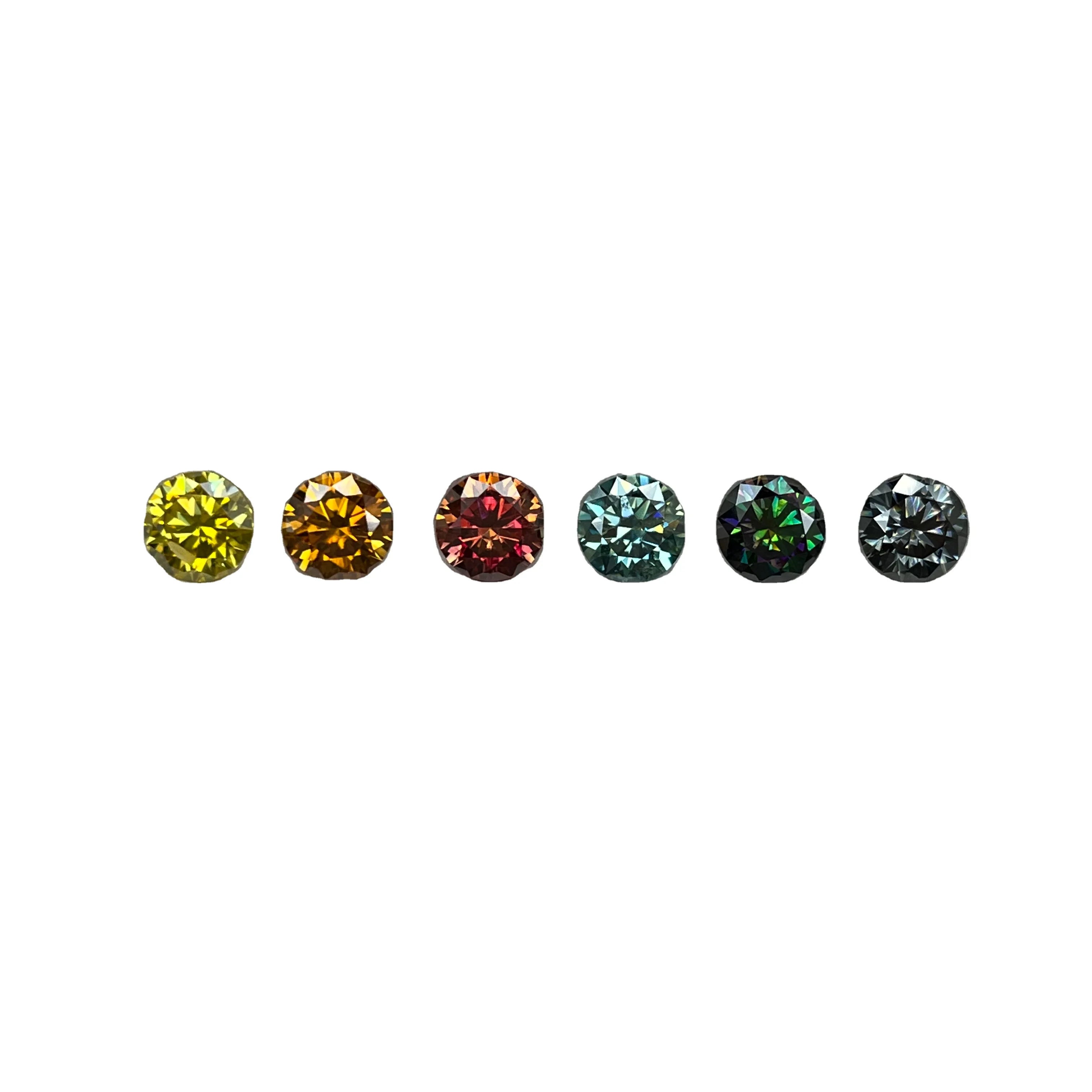 Zhanhao Colored Colorful Moissanite Loose Gemstone 1 Carat Round Brilliant Pass Diamond Tester Charms Moissanite Beads
