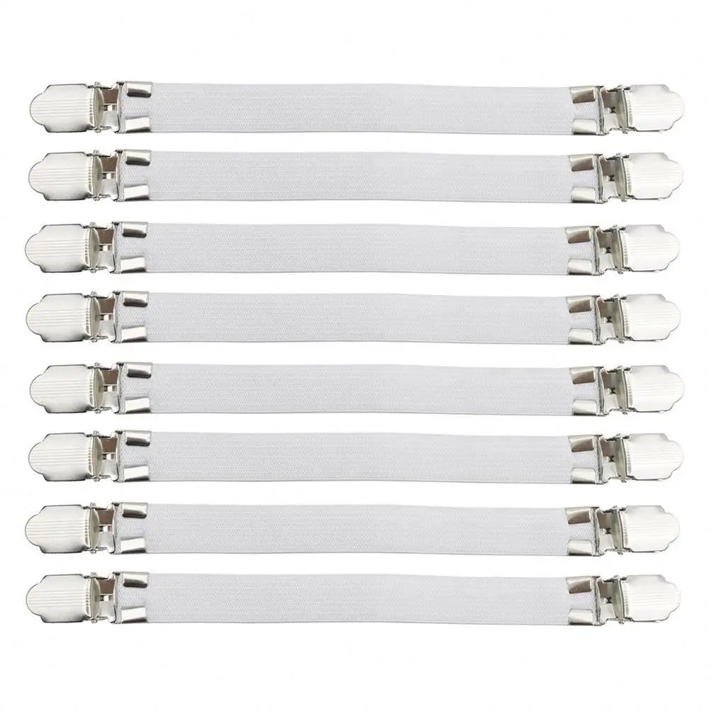 4 Pack Bed Sheet Holder Straps Adjustable Sheet Fasteners Grippers Suspenders Heavy Duty Metal Holder Clip for Full  Size Sofa