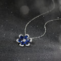 RINNTIN SLZN17 Dainty Shining 5A CZ Flower Necklace Sapphire 925 Sterling Silver Women Jewelry Pendant Gem Stone Necklace