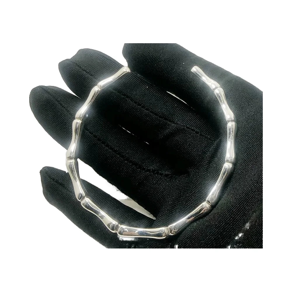 2024 New Fashion Custom Solid Sterling Silver 925 Cuff Bracelet High Quality Polished Bamboo Bangle High Fashion Jewellery