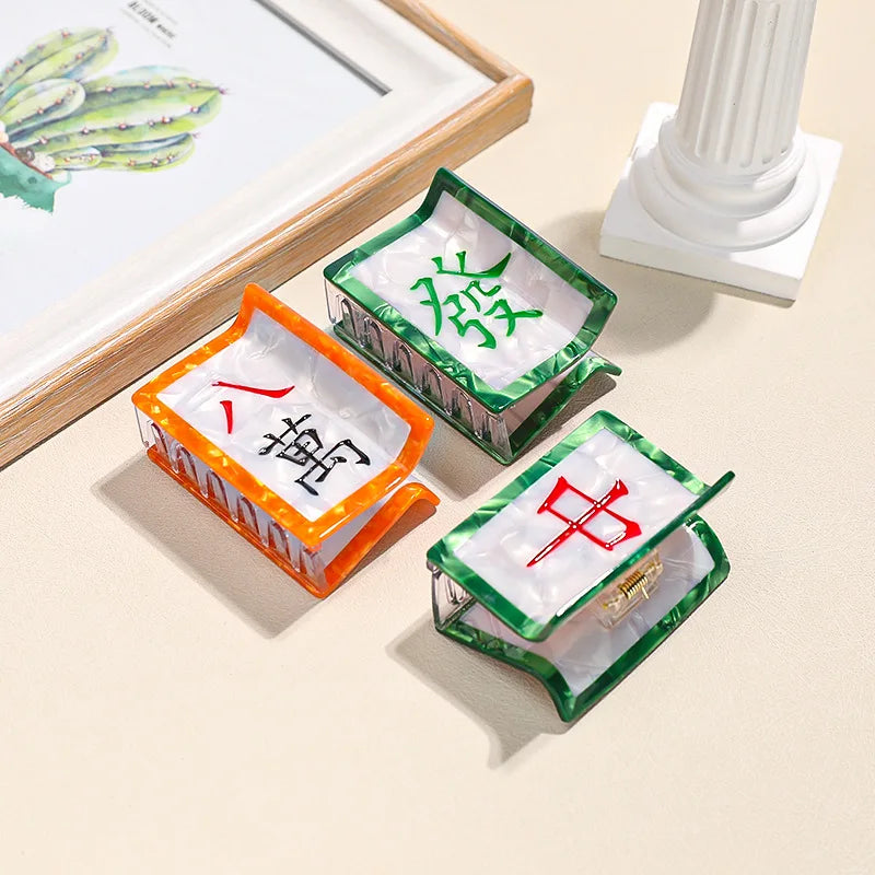 Yi YHJ Women's Customize Hair Accessories Mahjong New Design Acetate Funny Claw Clips Hair Claw for Woman Wholesale